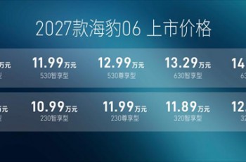 豹启新境，2027款海豹06满配上市，售价9.99万元起